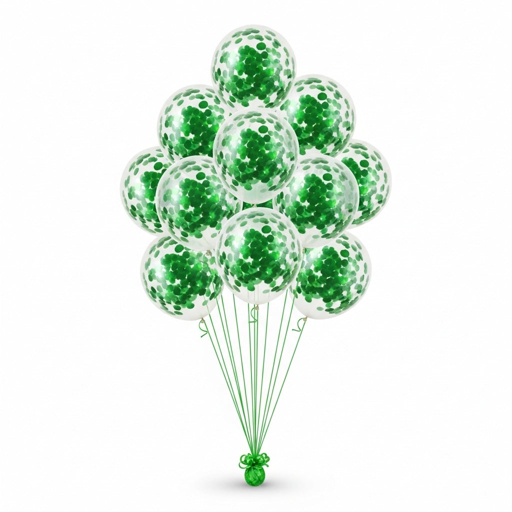 10 Green Confetti Balloon Set