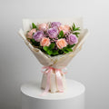 10 Peach & Purple Rose Bouquet