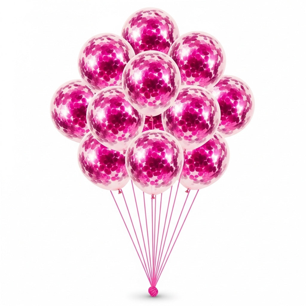 10 Pink Confetti Balloon Set
