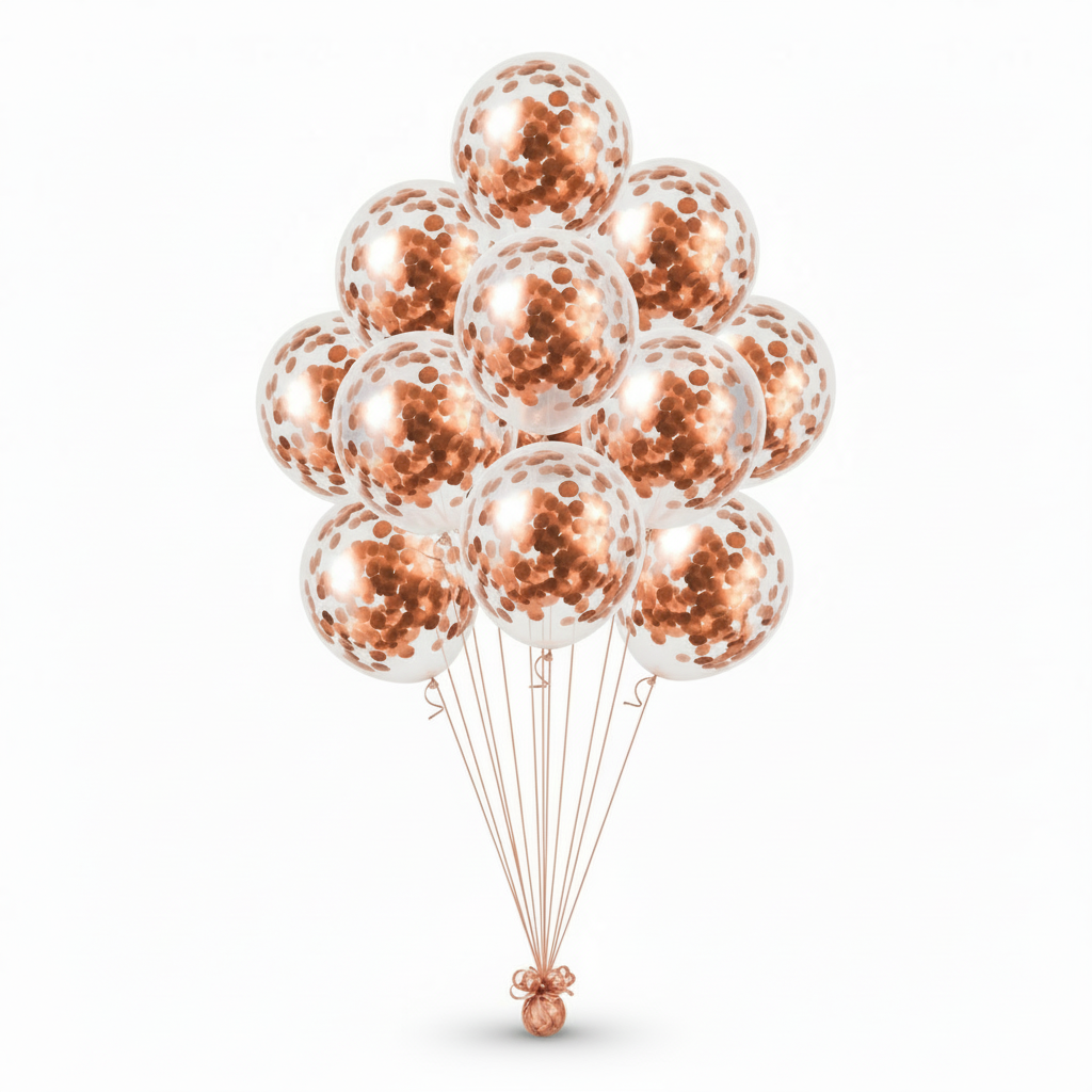 10 Rose Gold Confetti Balloon Set