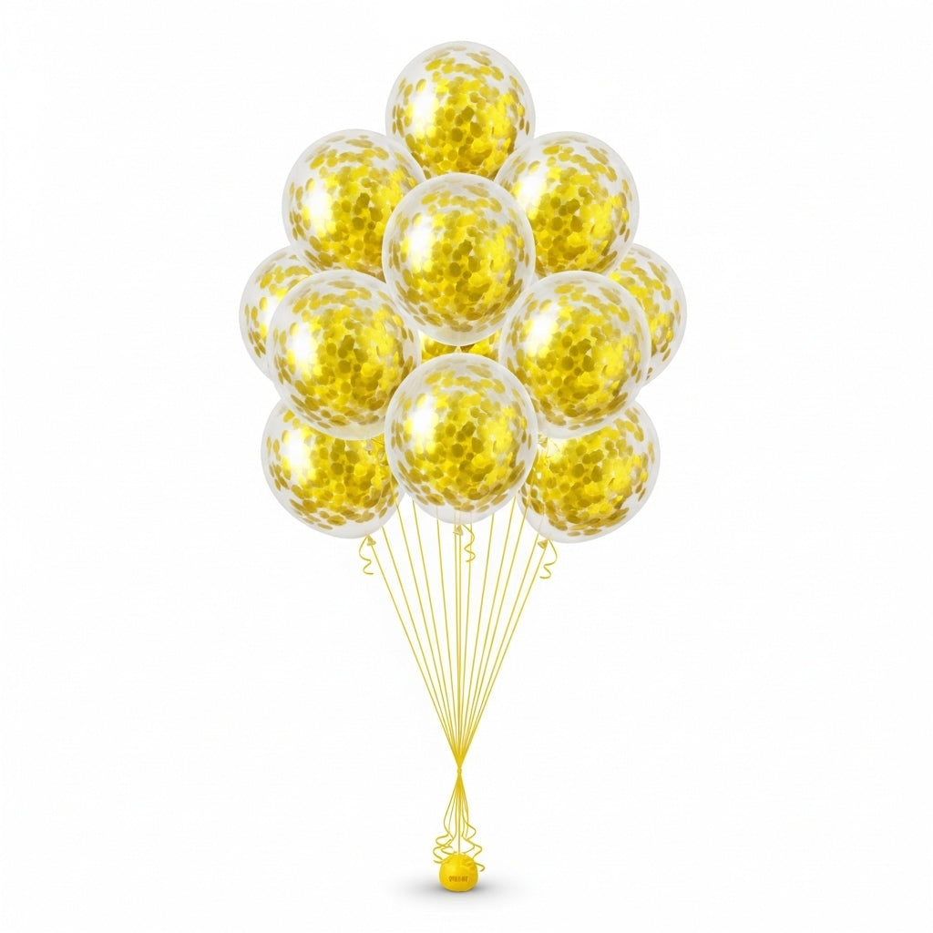 10 Yellow Confetti Balloon Set