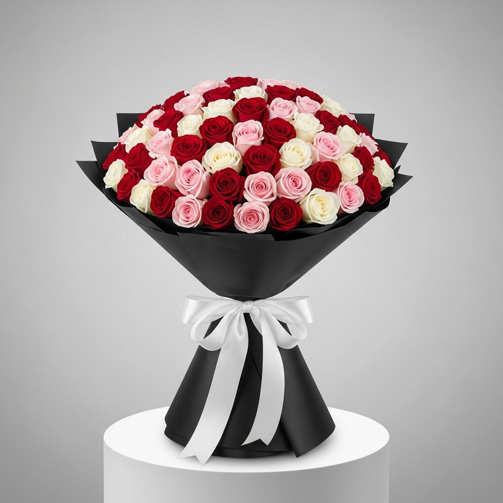 200 Red, Pink & White Roses
