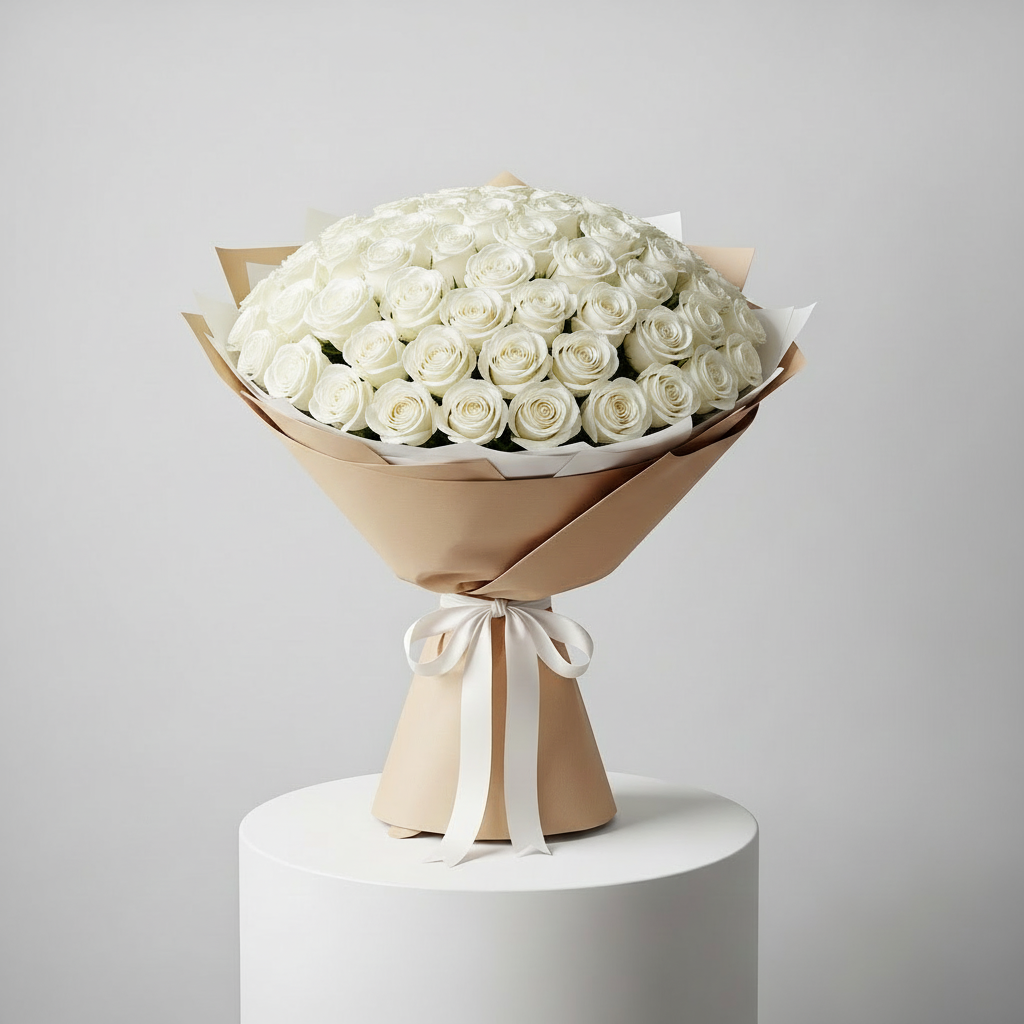 200 White Rose Bouquet