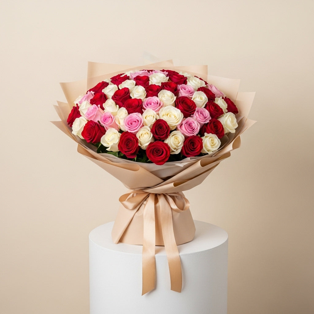 250 Red, Pink & White Roses