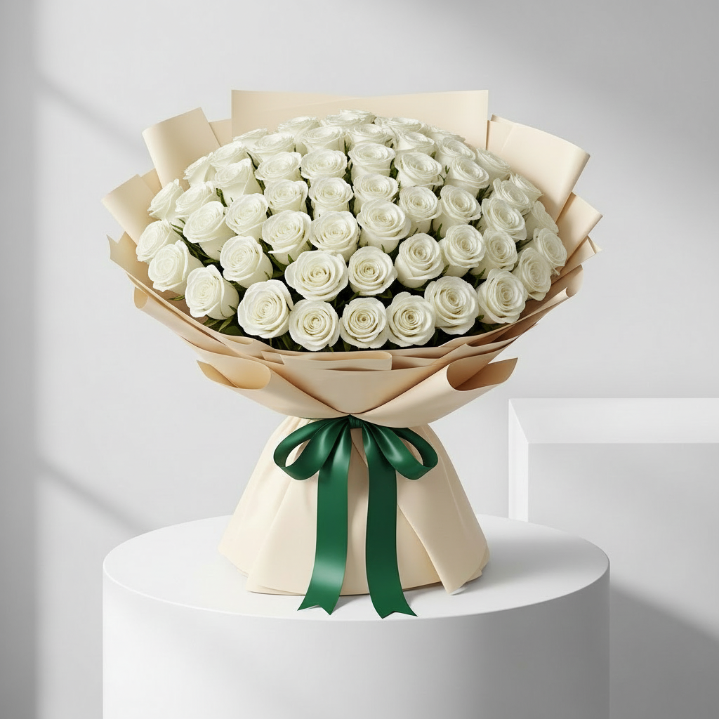 250 White Rose Bouquet