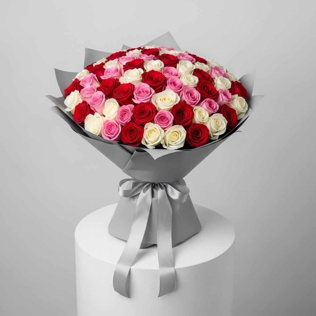 300 Red, Pink & White Roses
