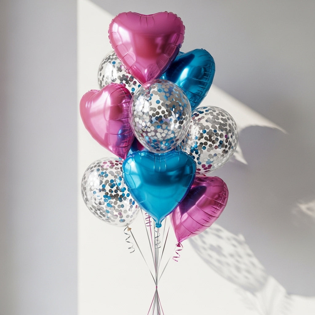 3 Pink Balloons 2 Blue Balloons 4 Transparent Balloons