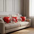 3 red heart-shaped Balloons & 3 Transparent balloons