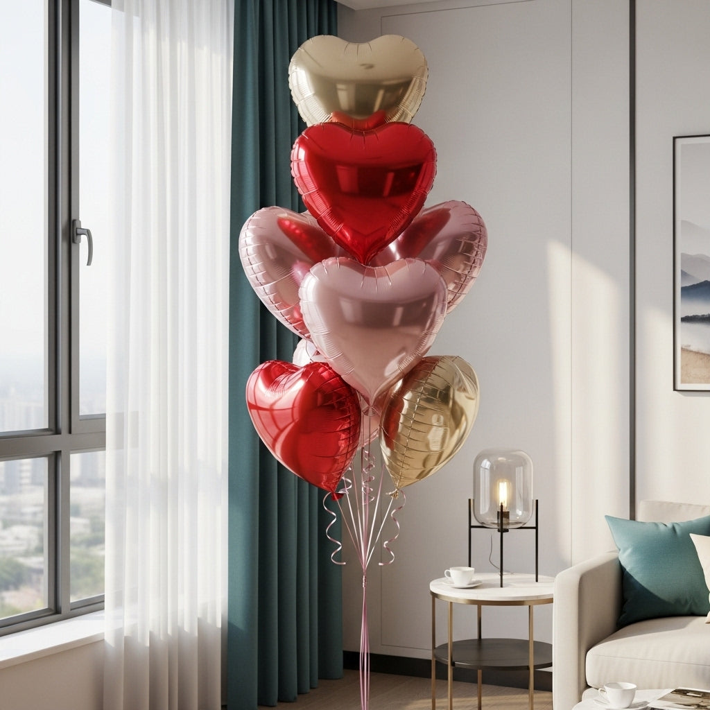 4 Pink Balloons 2 Red Balloons 2 Golden Balloons