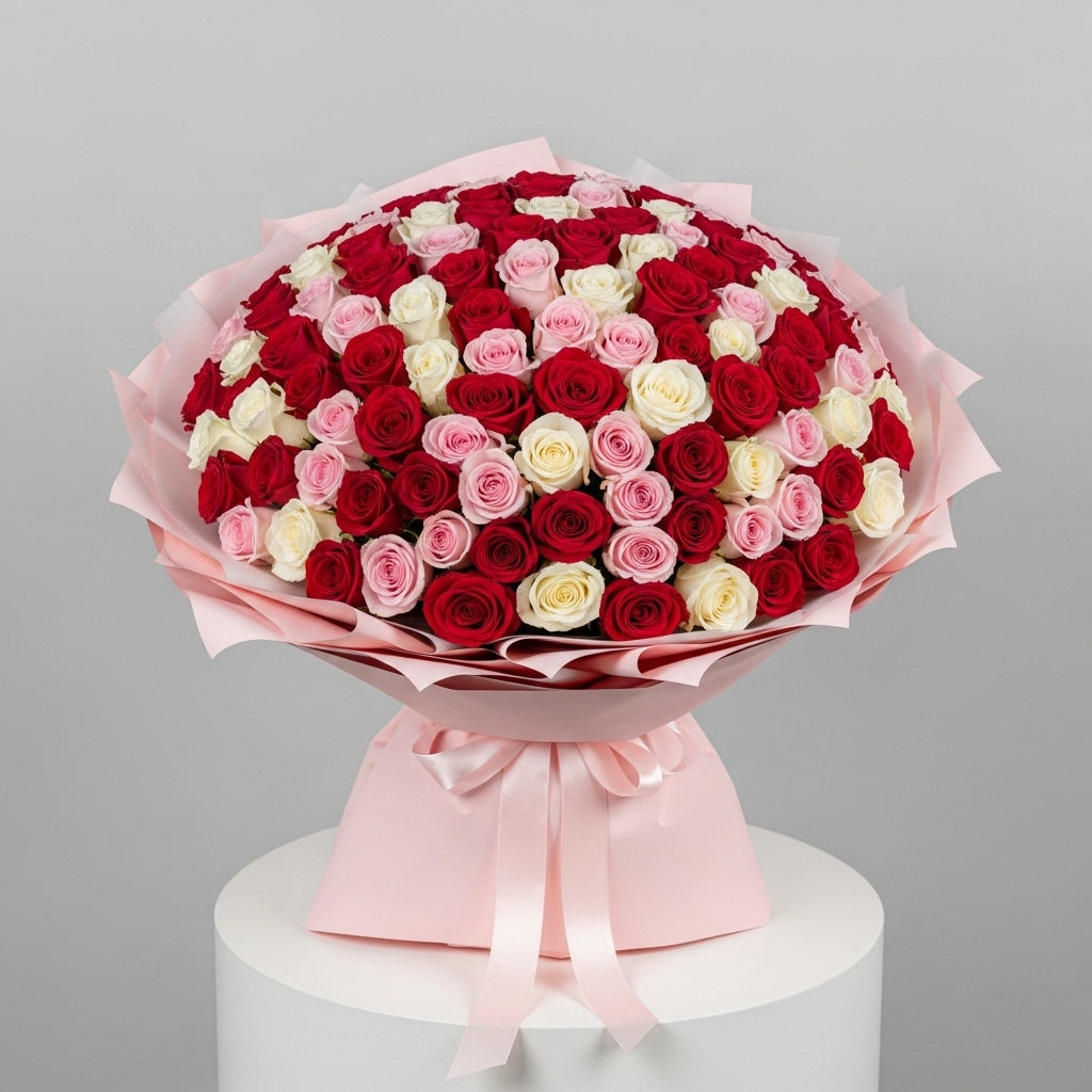 500 Red, Pink & White Roses