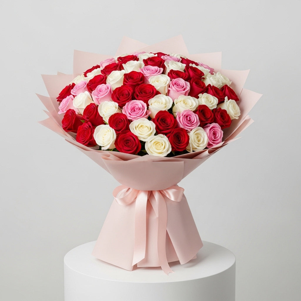 71 Red, Pink, White Roses