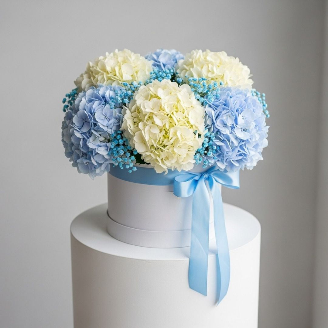 Blue White Hydrangea Floral Box