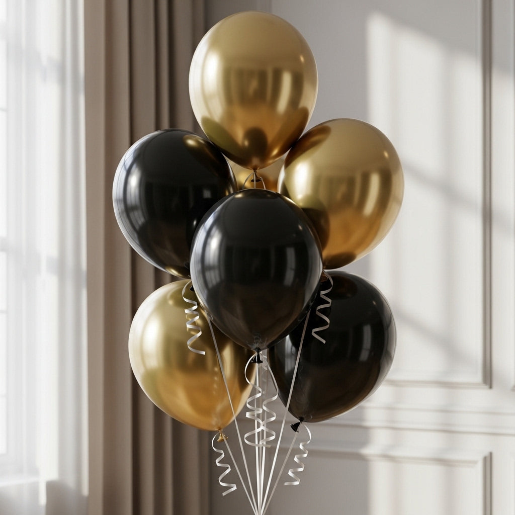 7 Black Balloons Set