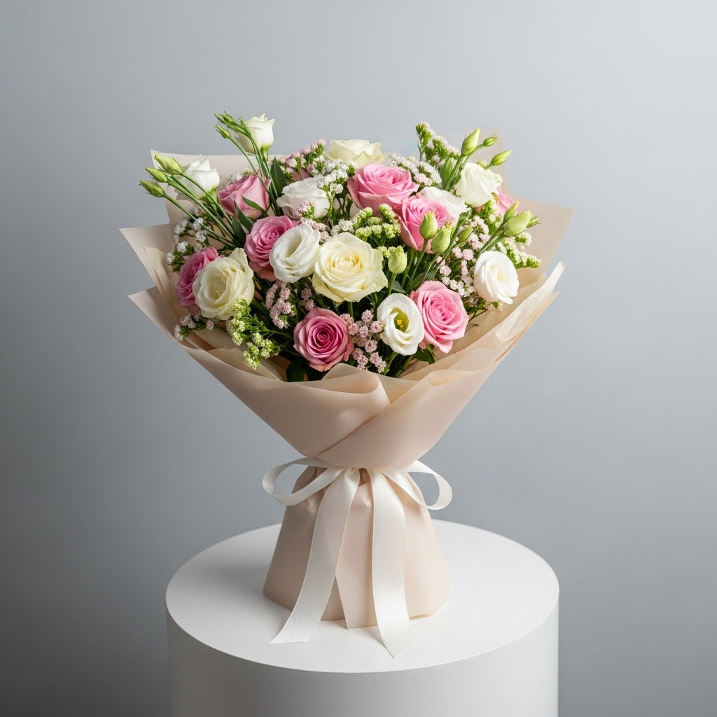 Baby Roses Eustoma Joyful Bouquet