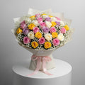 Mixed Color Roses Gypsophila Bouquet