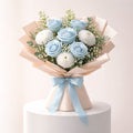Blue Roses & White Carnations Bouquet