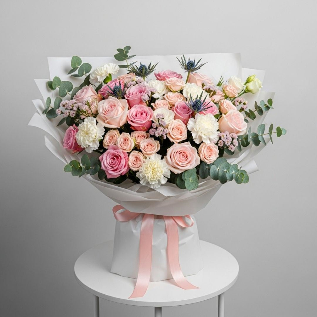 Pastel Pink Chrysanthemum Roses Bouquet