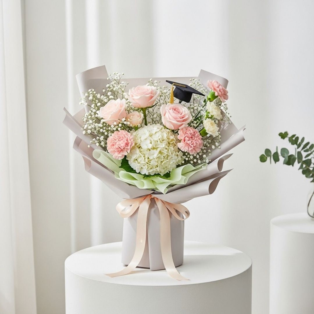 Pink Roses Carnations Hydrangea Bouquet