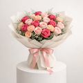 Pink Roses Peach Carnations Bouquet
