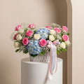 Pink White Roses Hydrangea Basket