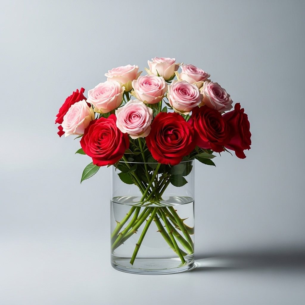 Pink Baby Roses Red Bouquet