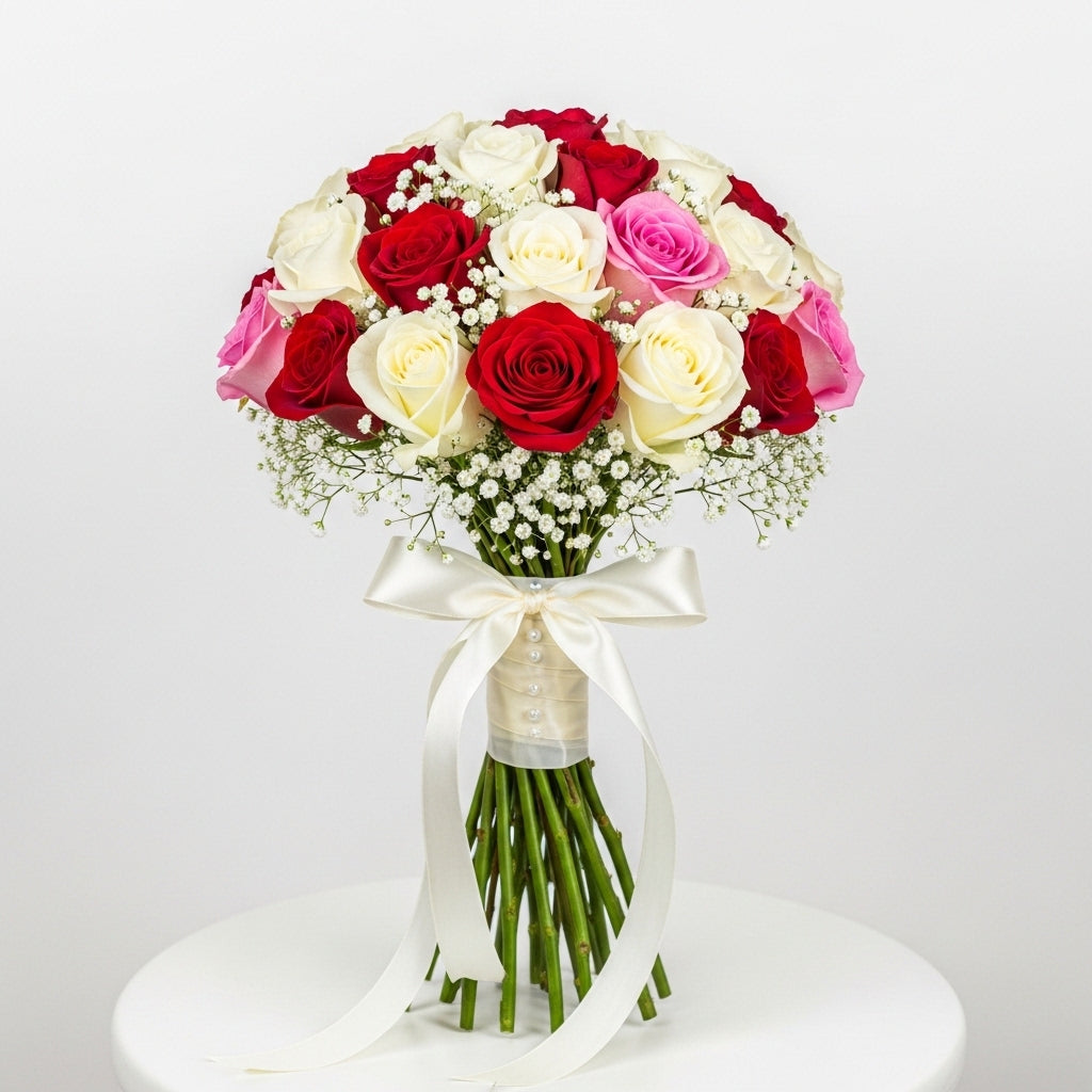 Pink Purple Roses Bridal Bouquet