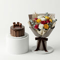 Chocolate Cake & Rose Bouquet Combo