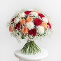Red Peach Roses Carnations Bouquet