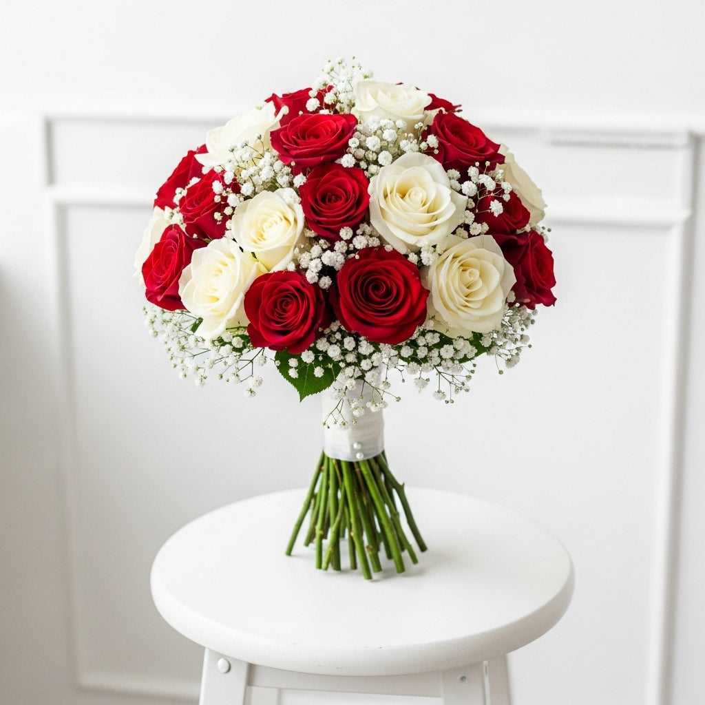 Red White Roses Bridal Bouquet