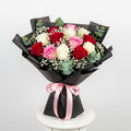 Red White Pink Roses Bouquet