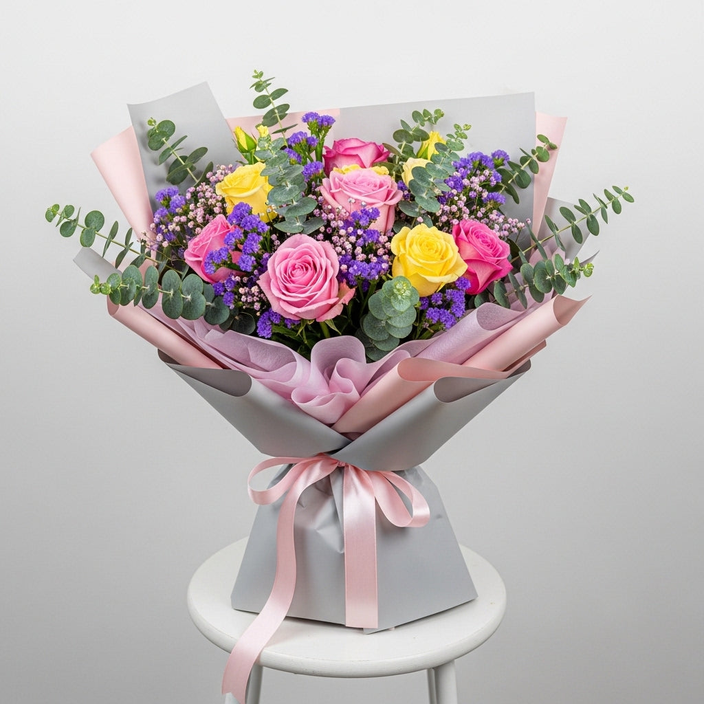 Pink Yellow Roses Bouquet