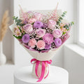 Pink Roses Purple Chrysanthemums Bouquet