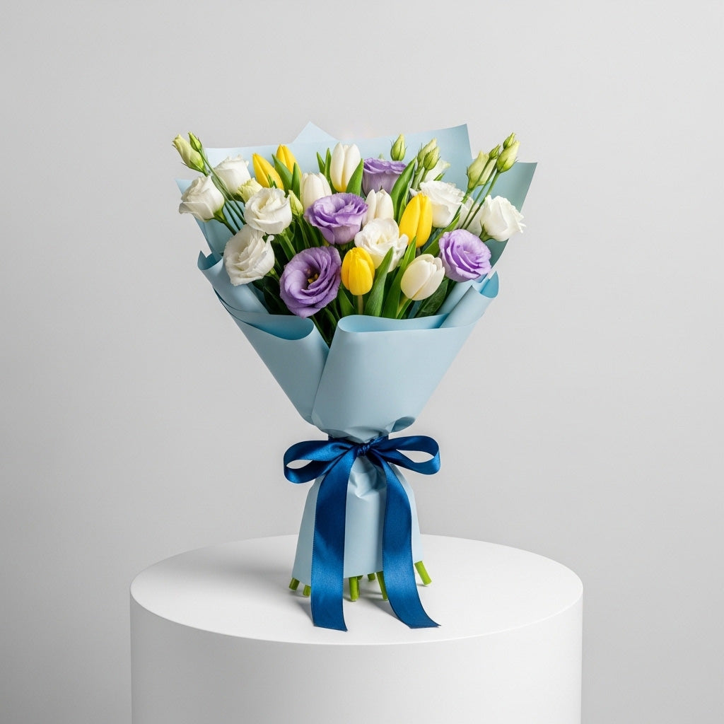 Purple White Mixed Blooms Bouquet