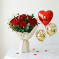 Elegant Red Roses & Balloons Combo