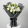 White Roses White Lilies Bouquet