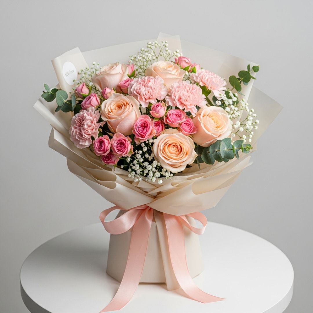 Hydrangea White Roses Elegant Bouquet