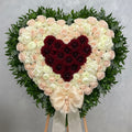 Red White Roses Sympathy Heart