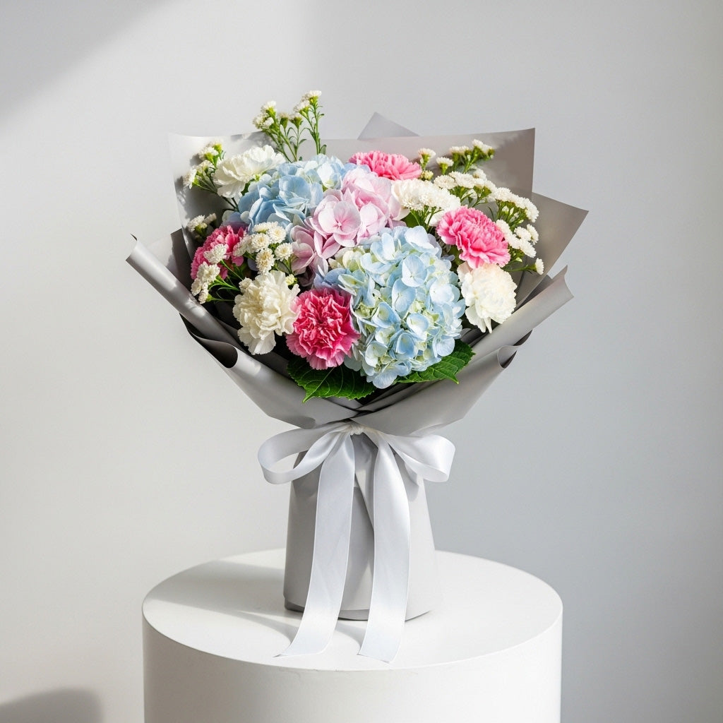 Hydrangea Carnations Celebration Bouquet