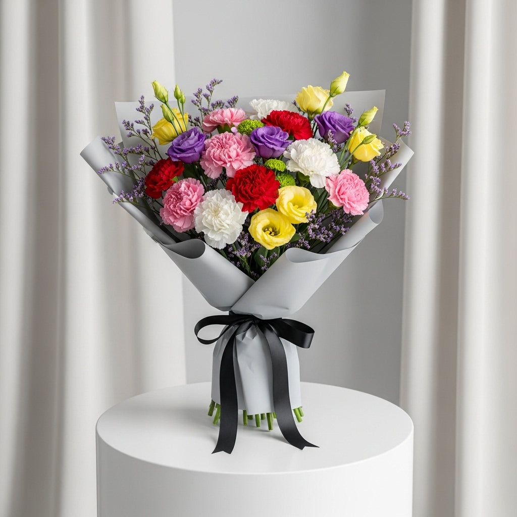 Multicolor Carnations Yellow Estomaria Bouquet