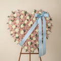 Pink White Roses Sympathy Heart