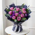Purple Roses Eustoma Bouquet
