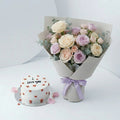 Love Message Cake & Flower Bouquet Combo