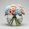 Blue Hydrangea Peach Eustoma Bouquet