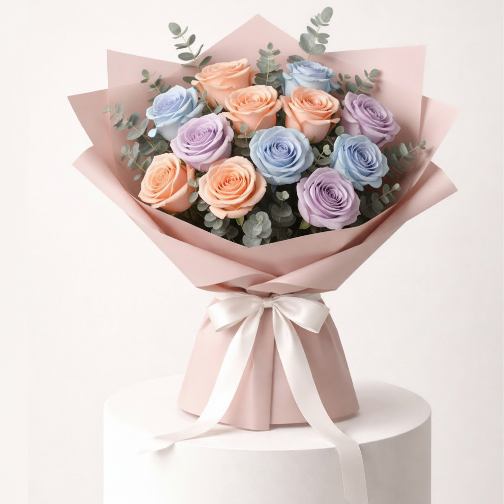 Pastel Harmony Rose Bouquet