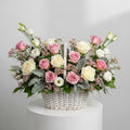Yellow Pink Roses Baby Basket