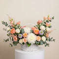 Peach White Roses Chrysanthemums Basket