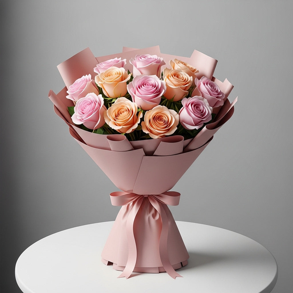 Peach Pink Rose Bouquet