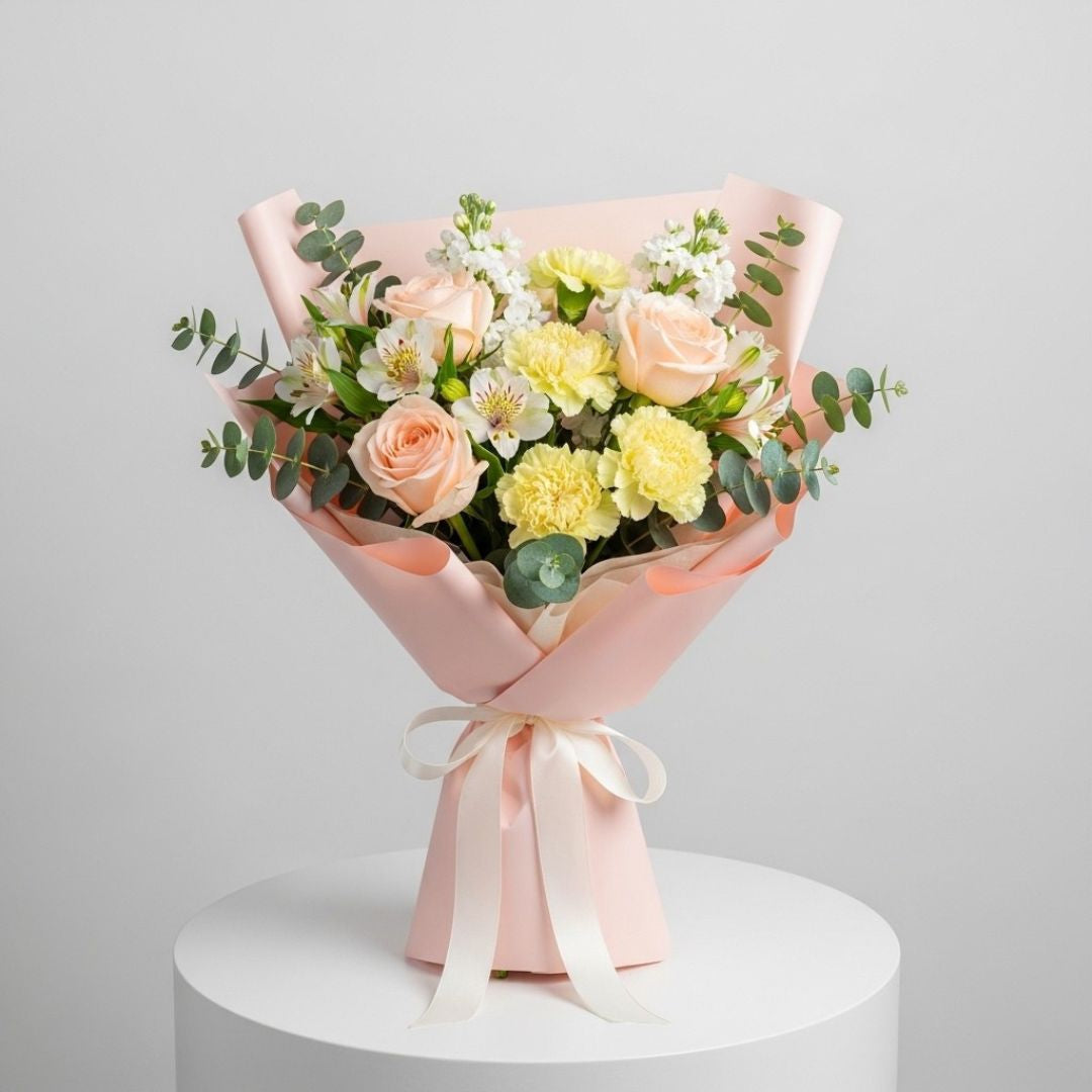 Peach, Yellow & White Floral Bouquet