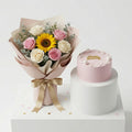 Pink Cake & Sunshine Bouquet Combo