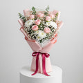Pink Roses & White Carnations Bouquet